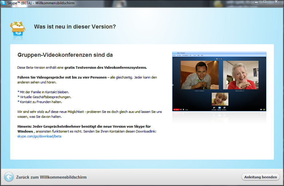 Skype 5 Beta - Willkommen Videokonferenzen Skype 5 Beta - Willkommen Videokonferenzen