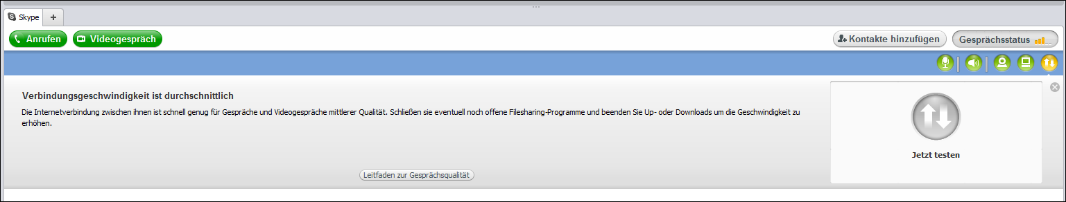 Skype Gesprächsqualität Skype Gesprächsqualität - Status-Informationen