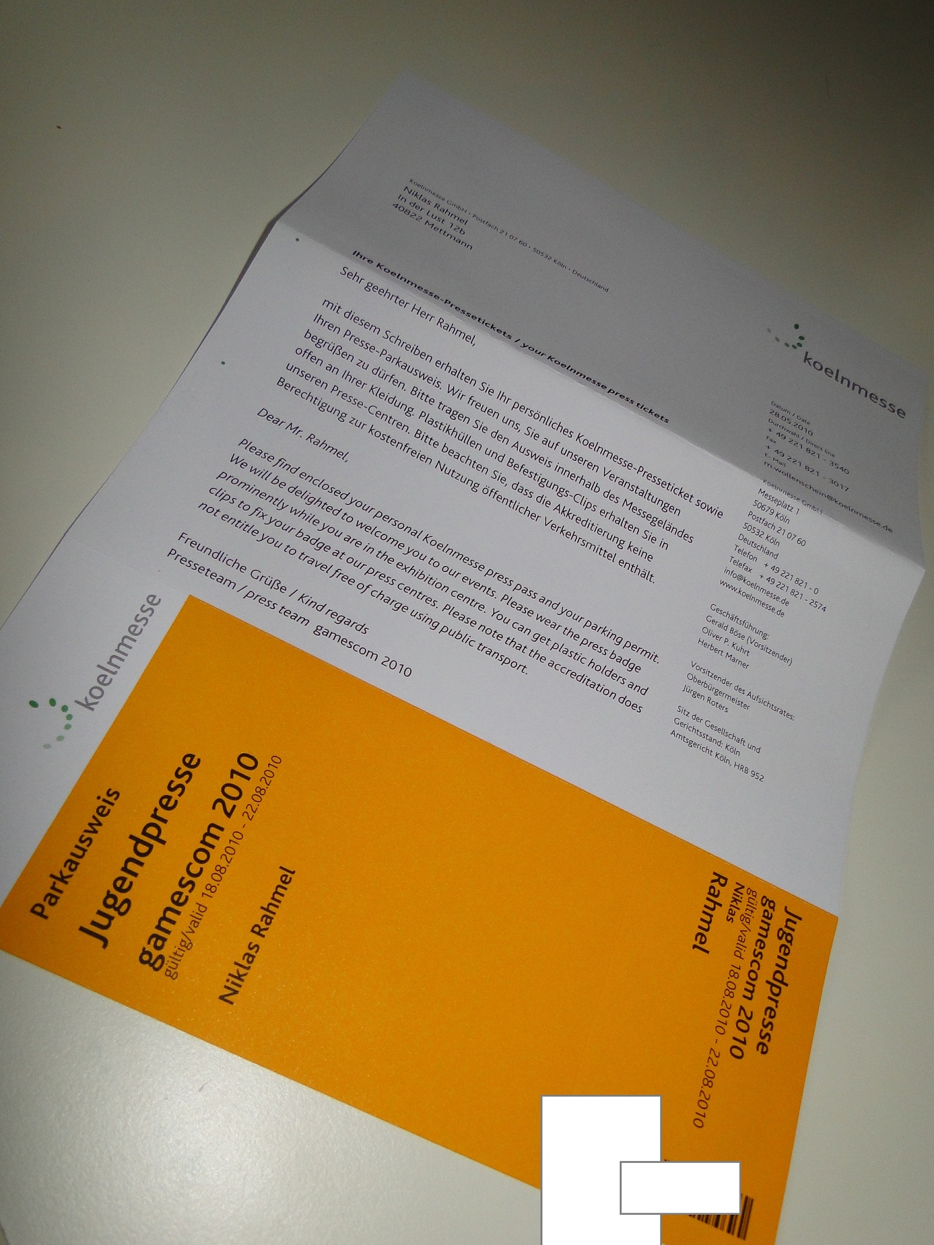 Akkreditierung gamescom 2010