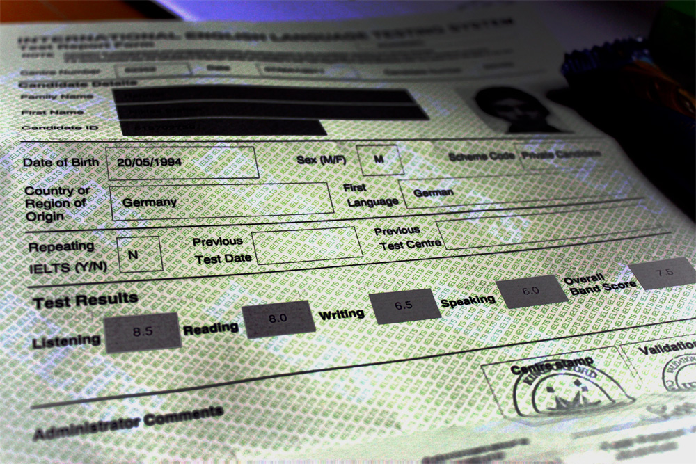 IELTS-TRF IELTS Test Report Form