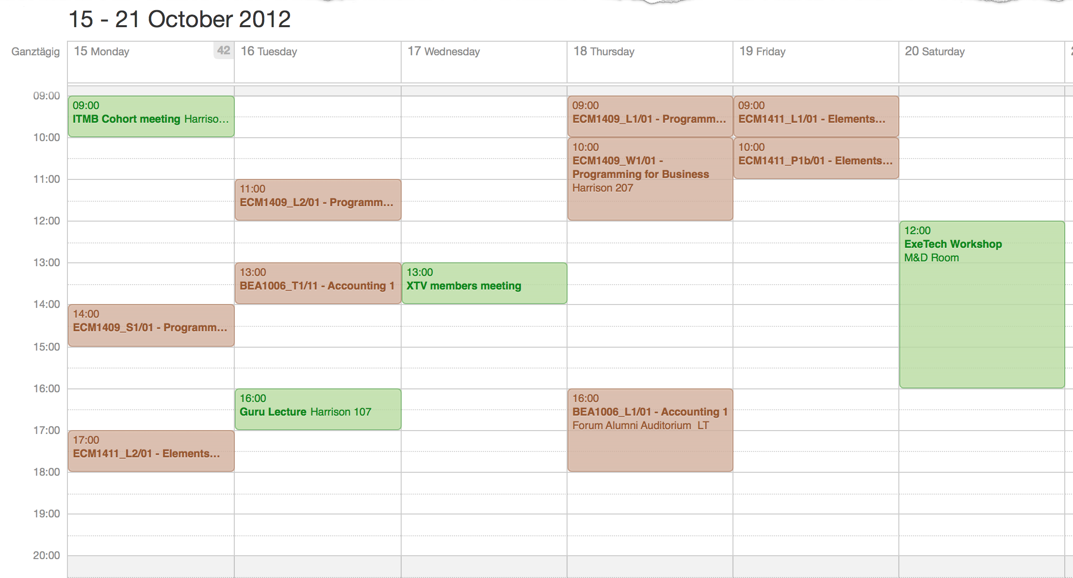 Kalender 15.10.2012-20.10.2012
